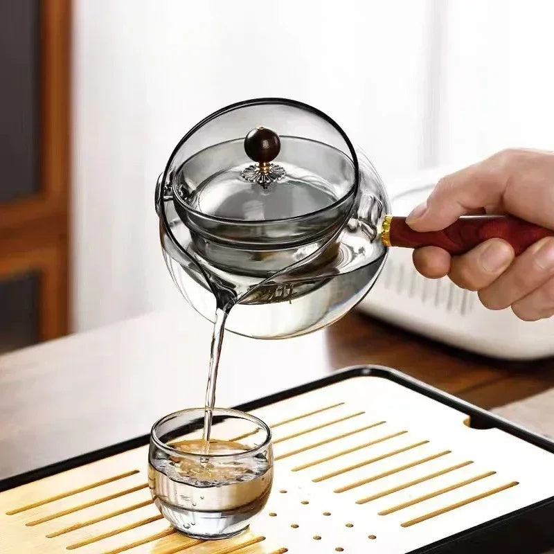 Rotary Heat-resistant Glass Infuser Teapot